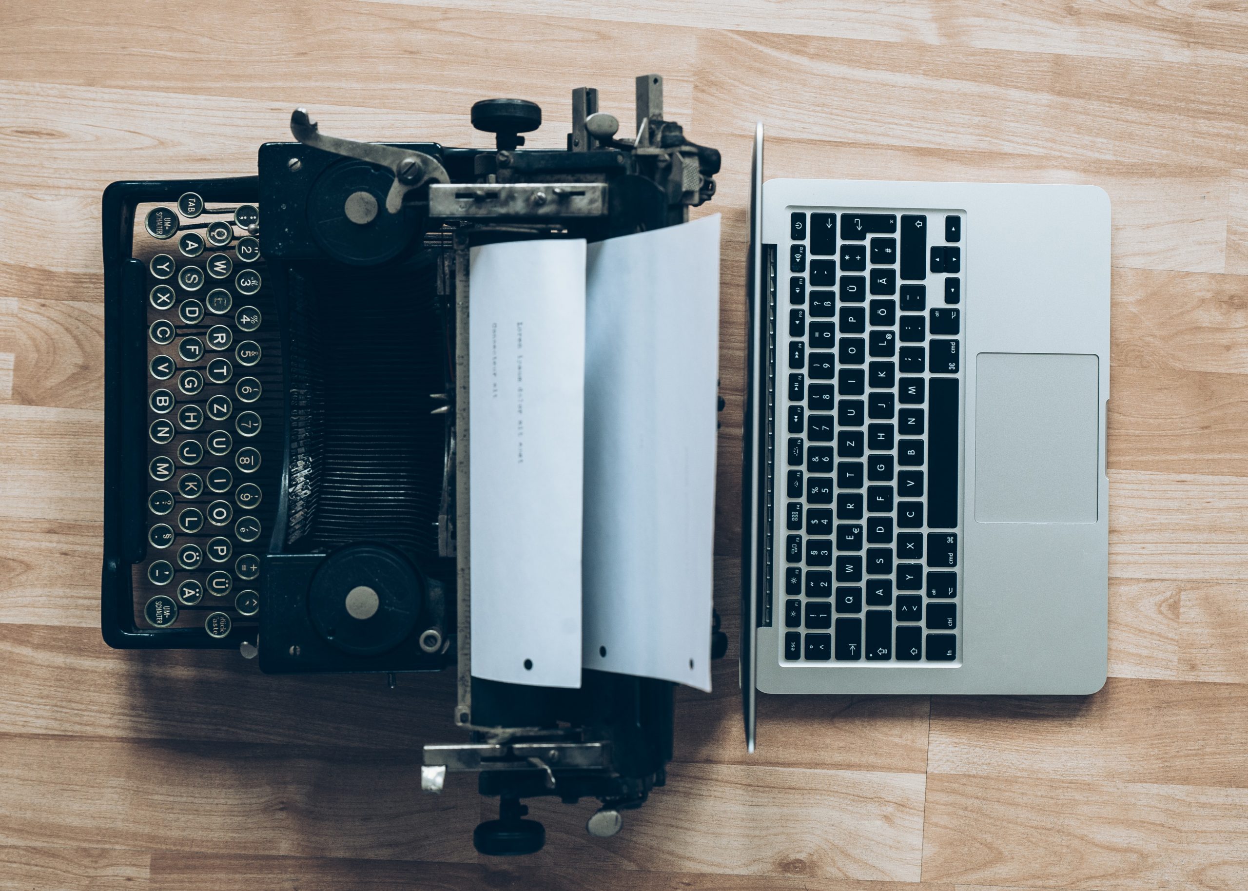 Typewriter and laptop